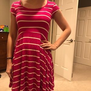 Striped T-shirt dress (Pink & White)